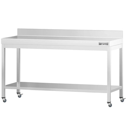 GGM Gastro Commercial Stainless Steel Table with Upstand PREMIUM - 2000x700mm - with Undershelf - with Rear Upstand