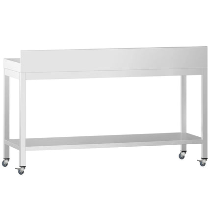 GGM Gastro Commercial Stainless Steel Table with Upstand PREMIUM - 2000x600mm - with Undershelf - with Rear Upstand