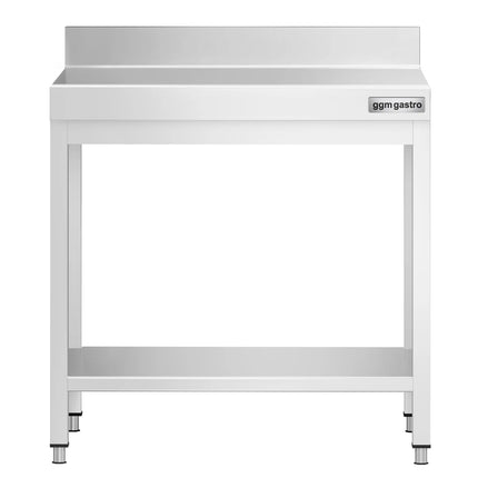 GGM Gastro Commercial Stainless Steel Table with Upstand PREMIUM - 600x600mm - with Undershelf - with Rear Upstand