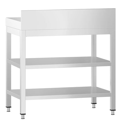 GGM Gastro Commercial Stainless Steel Table with Upstand PREMIUM - 600x600mm - with Undershelf - with Rear Upstand - with 2 Undershelves - with Cross Bracing