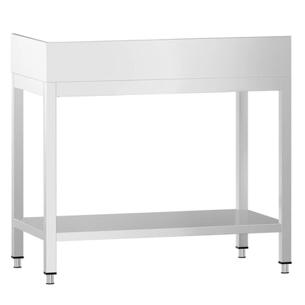 GGM Gastro Commercial Stainless Steel Table with Upstand PREMIUM - 600x600mm - with Undershelf - with Rear and Right-Hand Upstands - with Cross Bracing