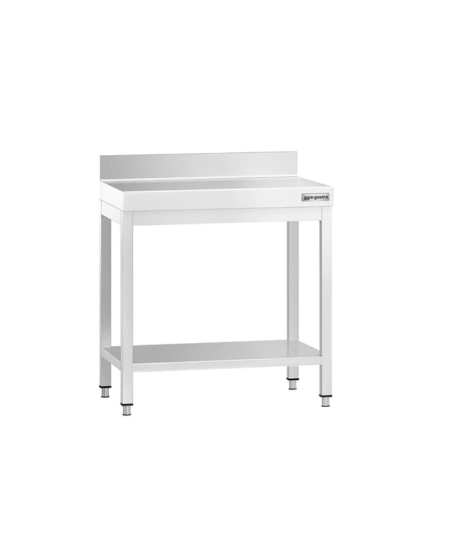 GGM Gastro Commercial Stainless Steel Table with Upstand PREMIUM - 600x700mm - with Undershelf - with Rear Upstand