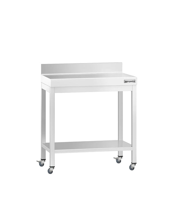 GGM Gastro Commercial Stainless Steel Table with Upstand PREMIUM - 600x700mm - with Undershelf - with Rear Upstand