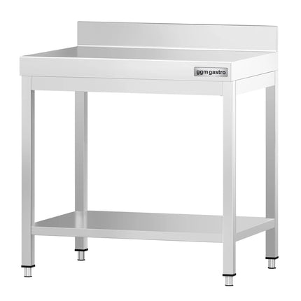 GGM Gastro Commercial Stainless Steel Table with Upstand PREMIUM - 600x700mm - with Undershelf - with Rear Upstand