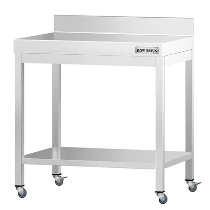 GGM Gastro Commercial Stainless Steel Table with Upstand PREMIUM - 600x700mm - with Undershelf - with Rear Upstand