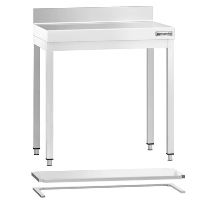 GGM Gastro Commercial Stainless Steel Table with Upstand PREMIUM - 600x700mm - with Undershelf - with Rear Upstand - with Cross Bracing