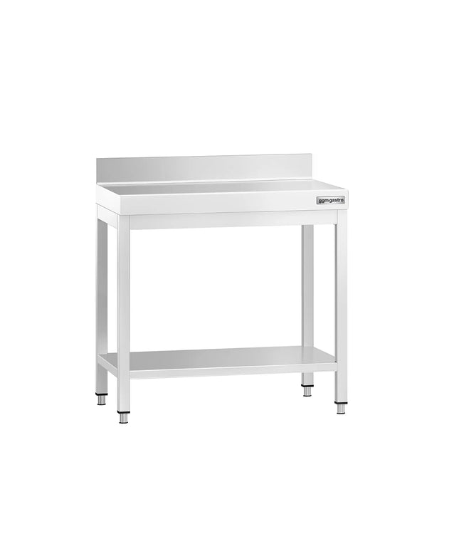 GGM Gastro Commercial Stainless Steel Table with Upstand PREMIUM - 700x600mm - with Undershelf - with Rear Upstand - with Additional Undershelf (mid-shelf)