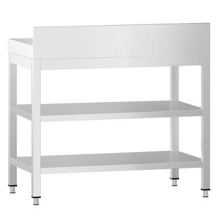 GGM Gastro Commercial Stainless Steel Table with Upstand PREMIUM - 700x600mm - with Undershelf - with Rear Upstand - with Additional Undershelf (mid-shelf)