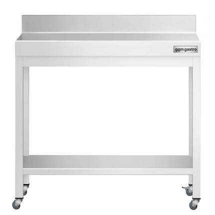 GGM Gastro Commercial Stainless Steel Table with Upstand PREMIUM - 700x700mm - with Undershelf - with Rear Upstand