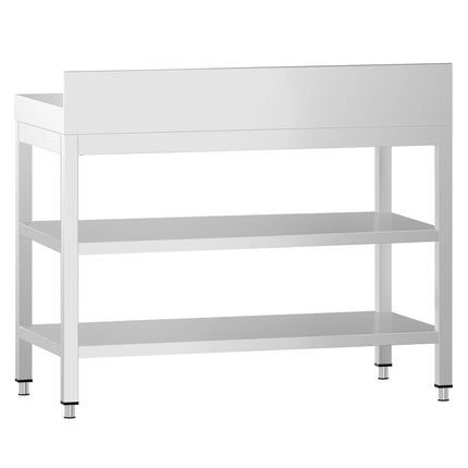 GGM Gastro Commercial Stainless Steel Table with Upstand PREMIUM - 800x600mm - with Undershelf - with Additional Undershelf (mid-shelf)