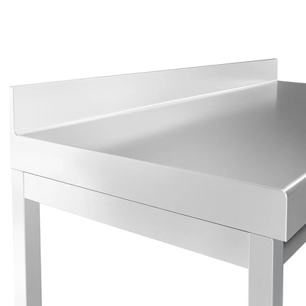GGM Gastro Commercial Stainless Steel Table with Upstand PREMIUM - 800x600mm - with Undershelf - with Rear Upstand - with Cross Bracing