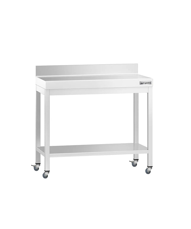 GGM Gastro Commercial Stainless Steel Table with Upstand PREMIUM - 800x700mm - with Undershelf - with Rear Upstand