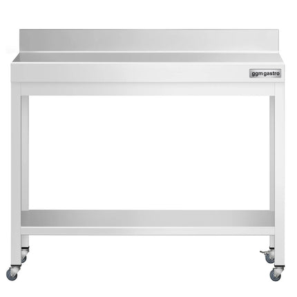 GGM Gastro Commercial Stainless Steel Table with Upstand PREMIUM - 800x700mm - with Undershelf - with Rear Upstand