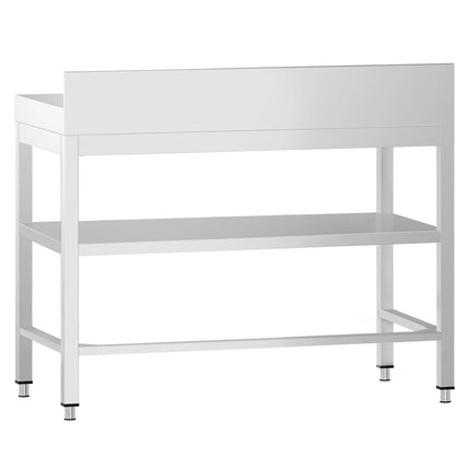 GGM Gastro Commercial Stainless Steel Table with Upstand PREMIUM - 800x700mm - with Undershelf - with Rear Upstand - with Cross Bracing