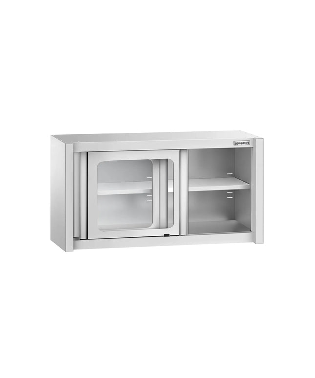 GGM Gastro Commercial Stainless Steel Wall Cabinet / Kitchen Cupboard - 1000x400x650mm - with Glass Sliding Doors