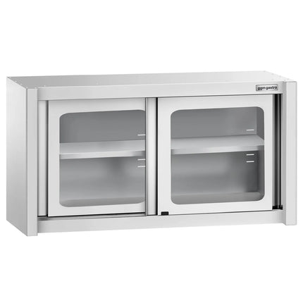 GGM Gastro Commercial Stainless Steel Wall Cabinet / Kitchen Cupboard - 1000x400x650mm - with Glass Sliding Doors