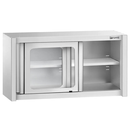 GGM Gastro Commercial Stainless Steel Wall Cabinet / Kitchen Cupboard - 1000x400x650mm - with Glass Sliding Doors
