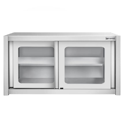 GGM Gastro Commercial Stainless Steel Wall Cabinet / Kitchen Cupboard - 1000x400x650mm - with Glass Sliding Doors