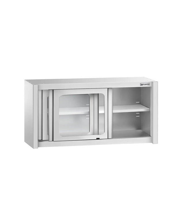GGM Gastro Commercial Stainless Steel Wall Cabinet / Kitchen Cupboard - 1200x400x650mm - with Glass Sliding Doors