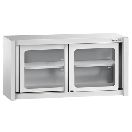 GGM Gastro Commercial Stainless Steel Wall Cabinet / Kitchen Cupboard - 1200x400x650mm - with Glass Sliding Doors
