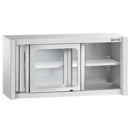 GGM Gastro Commercial Stainless Steel Wall Cabinet / Kitchen Cupboard - 1200x400x650mm - with Glass Sliding Doors
