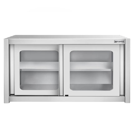 GGM Gastro Commercial Stainless Steel Wall Cabinet / Kitchen Cupboard - 1200x400x650mm - with Glass Sliding Doors