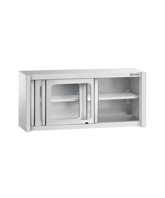 GGM Gastro Commercial Stainless Steel Wall Cabinet / Kitchen Cupboard - 1400x400x650mm - with Glass Sliding Doors
