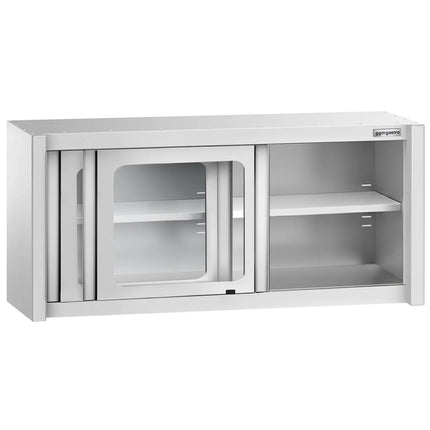 GGM Gastro Commercial Stainless Steel Wall Cabinet / Kitchen Cupboard - 1400x400x650mm - with Glass Sliding Doors