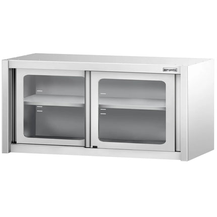 GGM Gastro Commercial Stainless Steel Wall Cabinet / Kitchen Cupboard - 1400x400x650mm - with Glass Sliding Doors