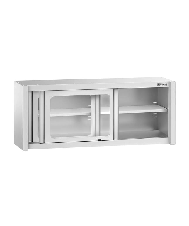 GGM Gastro Commercial Stainless Steel Wall Cabinet / Kitchen Cupboard - 1600x400x650mm - with Glass Sliding Doors