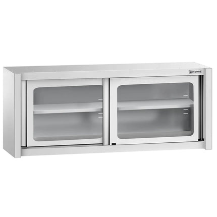 GGM Gastro Commercial Stainless Steel Wall Cabinet / Kitchen Cupboard - 1600x400x650mm - with Glass Sliding Doors