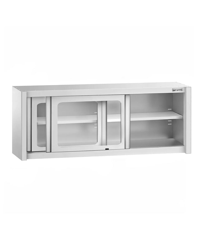 GGM Gastro Commercial Stainless Steel Wall Cabinet / Kitchen Cupboard - 1800x400x650mm - with Glass Sliding Doors