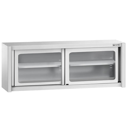 GGM Gastro Commercial Stainless Steel Wall Cabinet / Kitchen Cupboard - 2000x400x650mm - with Glass Sliding Doors