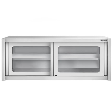 GGM Gastro Commercial Stainless Steel Wall Cabinet / Kitchen Cupboard - 2000x400x650mm - with Glass Sliding Doors