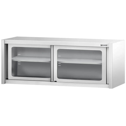 GGM Gastro Commercial Stainless Steel Wall Cabinet / Kitchen Cupboard - 2000x400x650mm - with Glass Sliding Doors