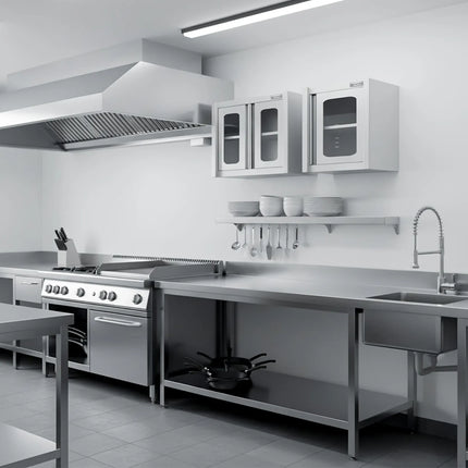 GGM Gastro Commercial Stainless Steel Wall Cabinet / Kitchen Cupboard - 800x400x650mm - with Glass Hinged Doors
