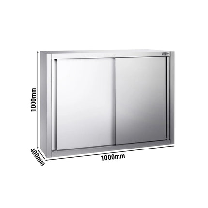 GGM Gastro Commercial Stainless Steel Wall Cabinet / Kitchen Cupboard PREMIUM - 1000x400x1000mm - with Sliding Doors