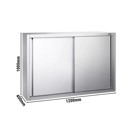 GGM Gastro Commercial Stainless Steel Wall Cabinet / Kitchen Cupboard PREMIUM - 1200x400x1000mm - with Sliding Doors