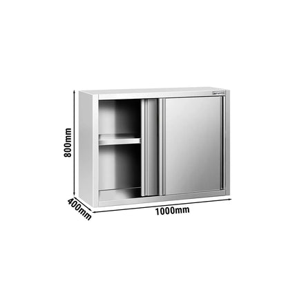 GGM Gastro Commercial Stainless Steel Wall Cabinet / Kitchen Cupboard PREMIUM - 1000x400x800mm - with Sliding Doors