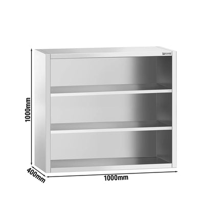 GGM Gastro Commercial Stainless Steel Wall Cabinet / Kitchen Cupboard PREMIUM - 1000x400x1000mm - Open Front (no doors)