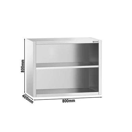 GGM Gastro Commercial Stainless Steel Wall Cabinet / Kitchen Cupboard PREMIUM - 800x400x800mm - Open Front (no doors)