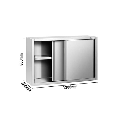 GGM Gastro Commercial Stainless Steel Wall Cabinet / Kitchen Cupboard PREMIUM - 1200x400x800mm - with Sliding Doors