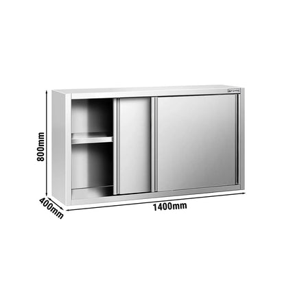 GGM Gastro Commercial Stainless Steel Wall Cabinet / Kitchen Cupboard PREMIUM - 1400x400x800mm - with Sliding Doors