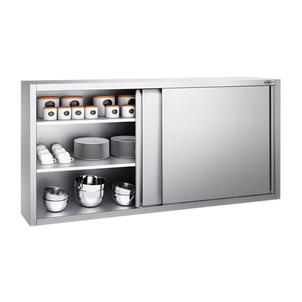 GGM Gastro Commercial Stainless Steel Wall Cabinet / Kitchen Cupboard PREMIUM - 2000x400x1000mm - with Sliding Doors