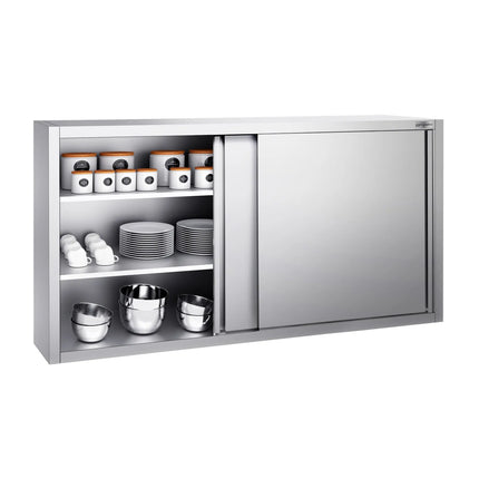 GGM Gastro Commercial Stainless Steel Wall Cabinet / Kitchen Cupboard PREMIUM - 1800x400x1000mm - with Sliding Doors