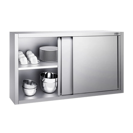 GGM Gastro Commercial Stainless Steel Wall Cabinet / Kitchen Cupboard PREMIUM - 1400x400x1000mm - with Sliding Doors
