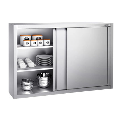 GGM Gastro Commercial Stainless Steel Wall Cabinet / Kitchen Cupboard PREMIUM - 1200x400x1000mm - with Sliding Doors