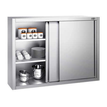 GGM Gastro Commercial Stainless Steel Wall Cabinet / Kitchen Cupboard PREMIUM - 1000x400x1000mm - with Sliding Doors