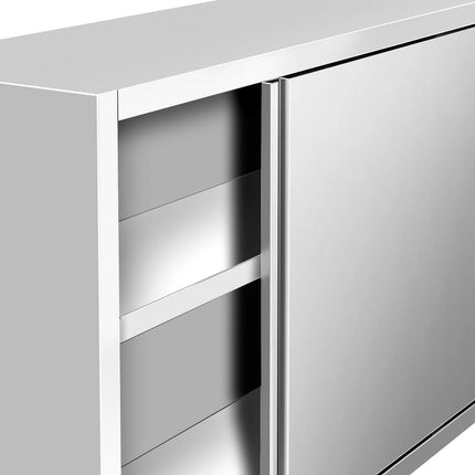 GGM Gastro Commercial Stainless Steel Wall Cabinet / Kitchen Cupboard PREMIUM - 1400x400x800mm - with Sliding Doors