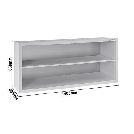 GGM Gastro Commercial Stainless Steel Wall Cupboard ECO - 1400x400x650mm - Open Front (no doors)